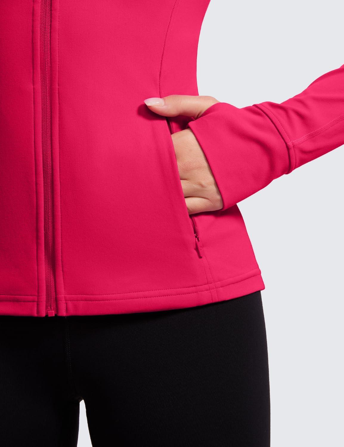 imageCRZ YOGA Butterluxe Hip Length Jackets for Women  Full Zip Athletic Track Tops with Thumb Holes PocketsViva Magenta