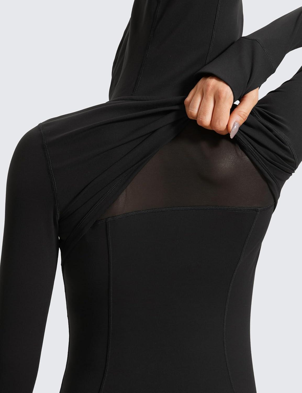 imageCRZ YOGA Butterluxe Hooded Athletic Jackets for Women  Full Zip Track Casual Tops with Thumb Holes PocketsBlack