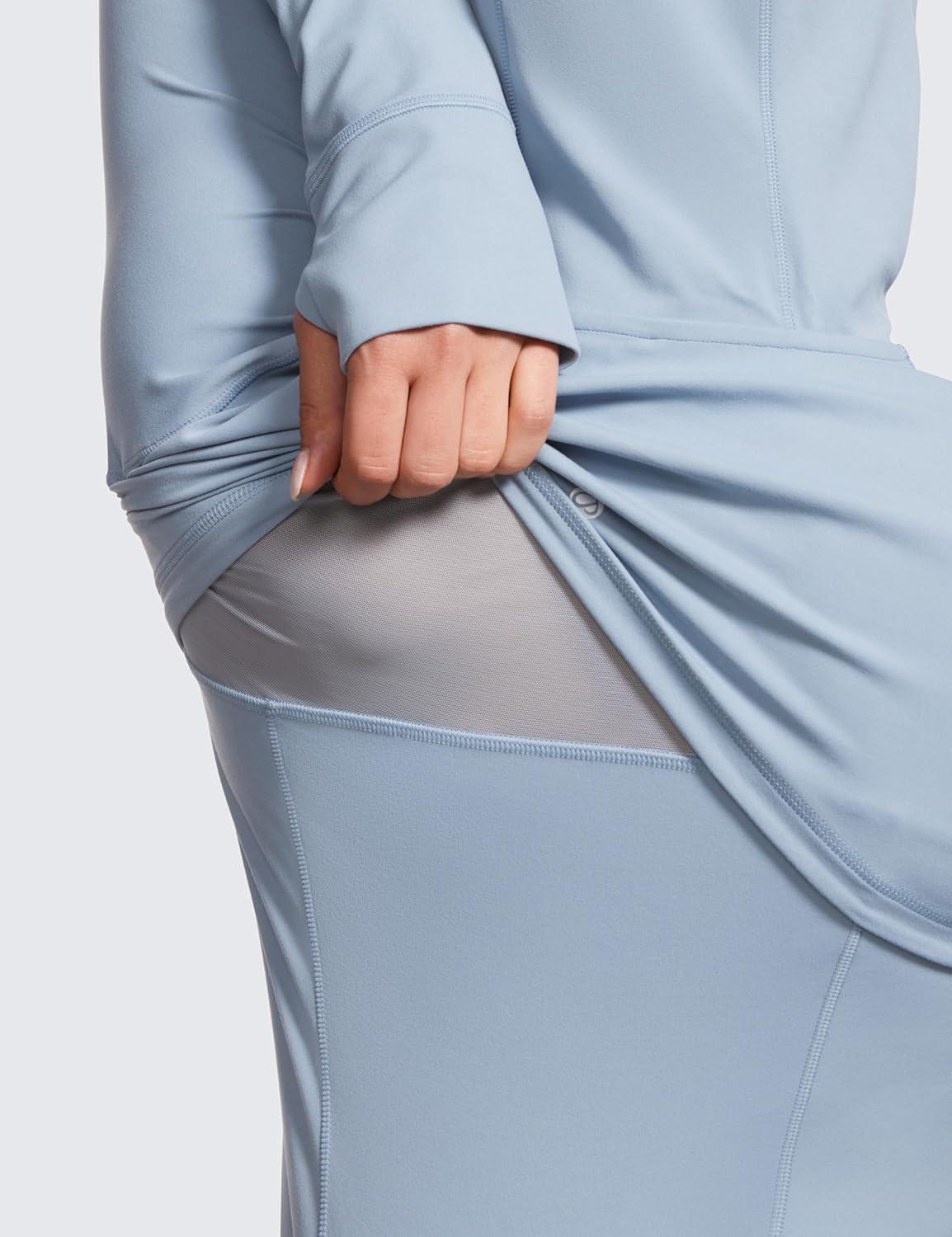 imageCRZ YOGA Butterluxe Hooded Athletic Jackets for Women  Full Zip Track Casual Tops with Thumb Holes PocketsCambric Blue