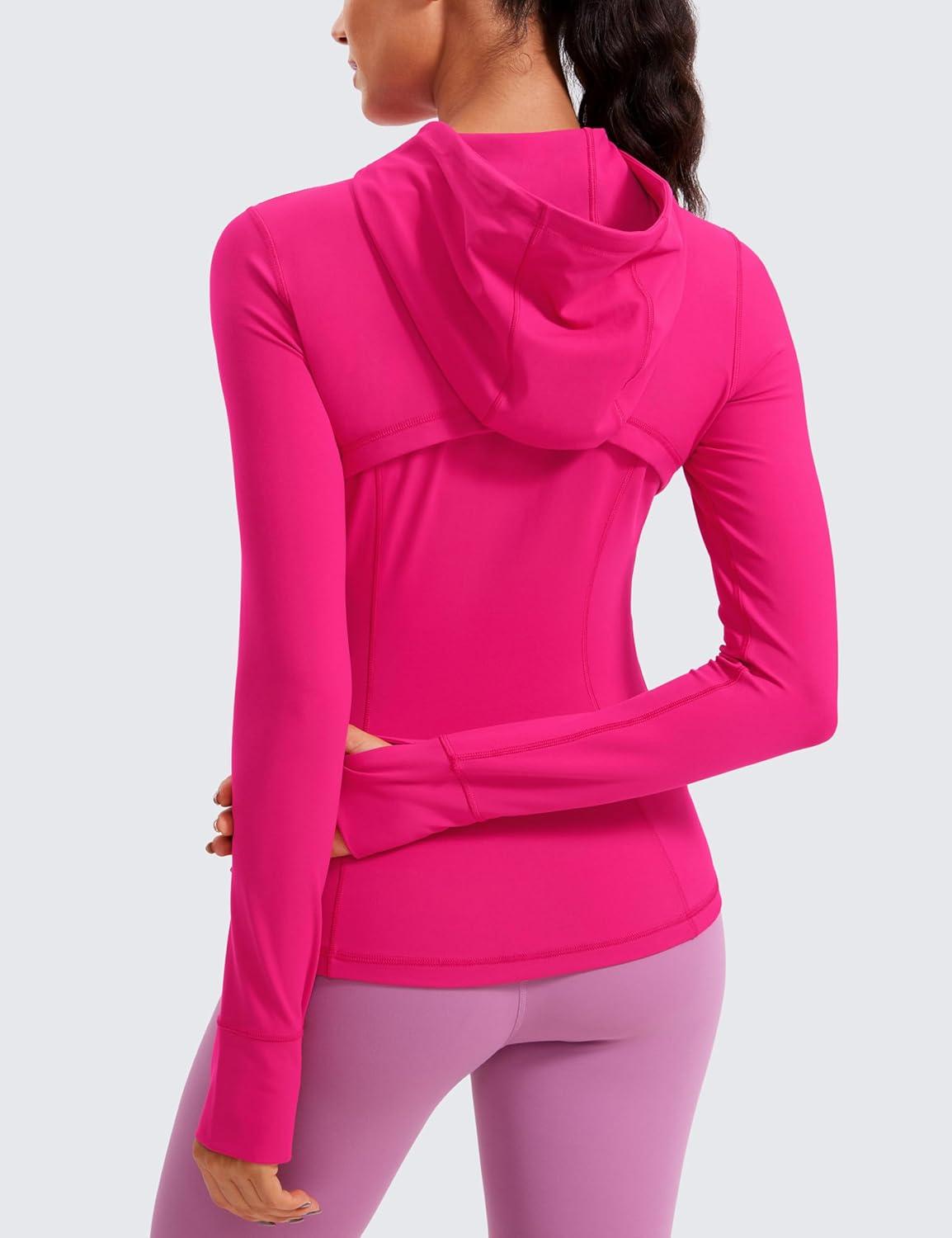 imageCRZ YOGA Butterluxe Hooded Athletic Jackets for Women  Full Zip Track Casual Tops with Thumb Holes PocketsGranita Pink