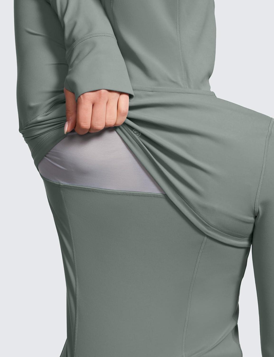 imageCRZ YOGA Butterluxe Hooded Athletic Jackets for Women  Full Zip Track Casual Tops with Thumb Holes PocketsGrey Sage