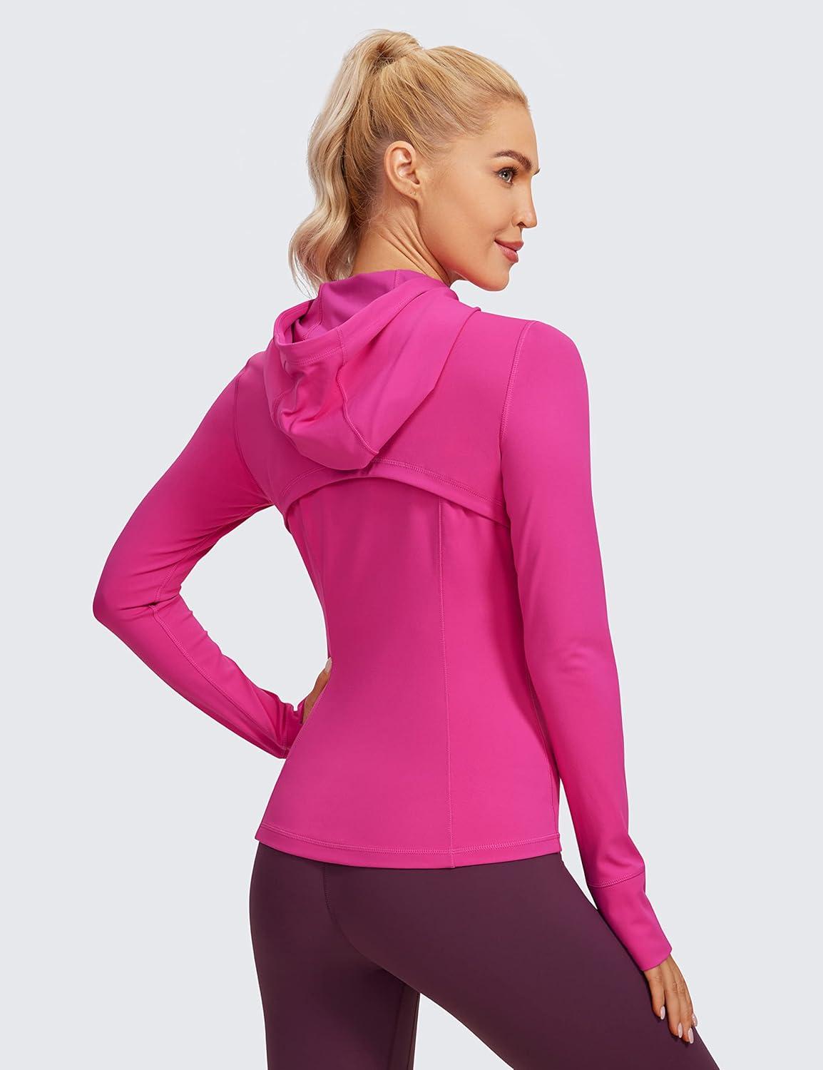 imageCRZ YOGA Butterluxe Hooded Athletic Jackets for Women  Full Zip Track Casual Tops with Thumb Holes PocketsHibiscus Purple