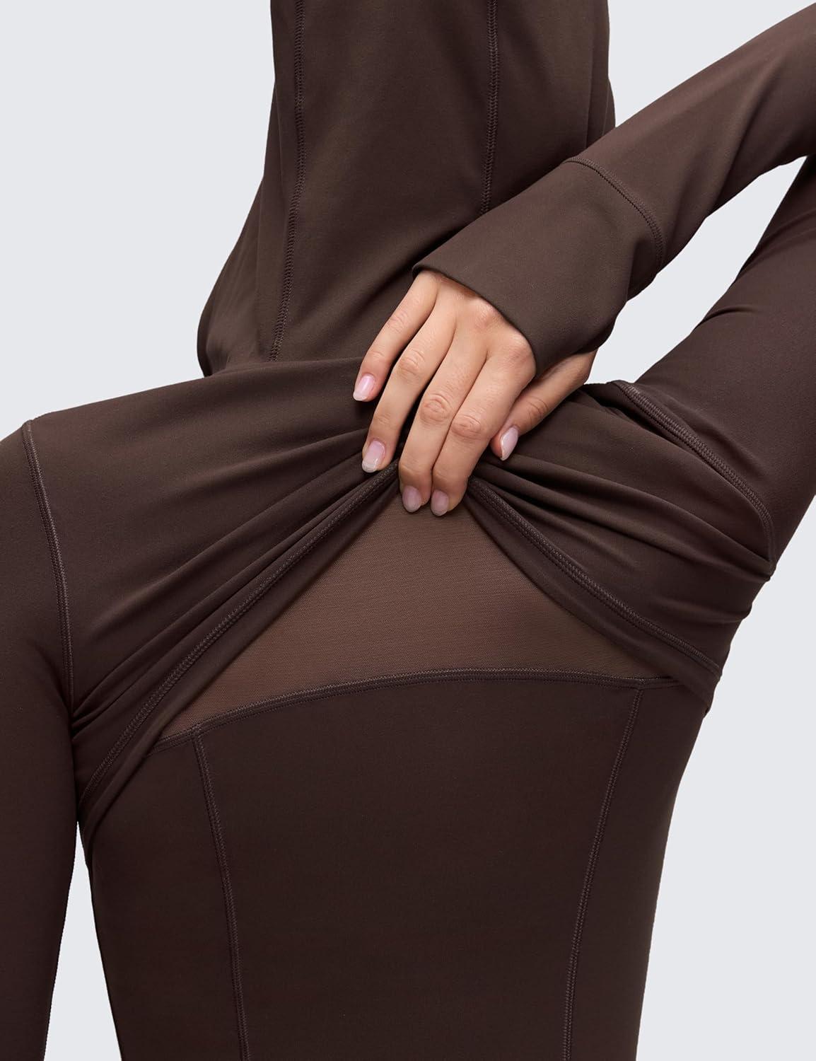 imageCRZ YOGA Butterluxe Hooded Athletic Jackets for Women  Full Zip Track Casual Tops with Thumb Holes PocketsHot Fudge Brown