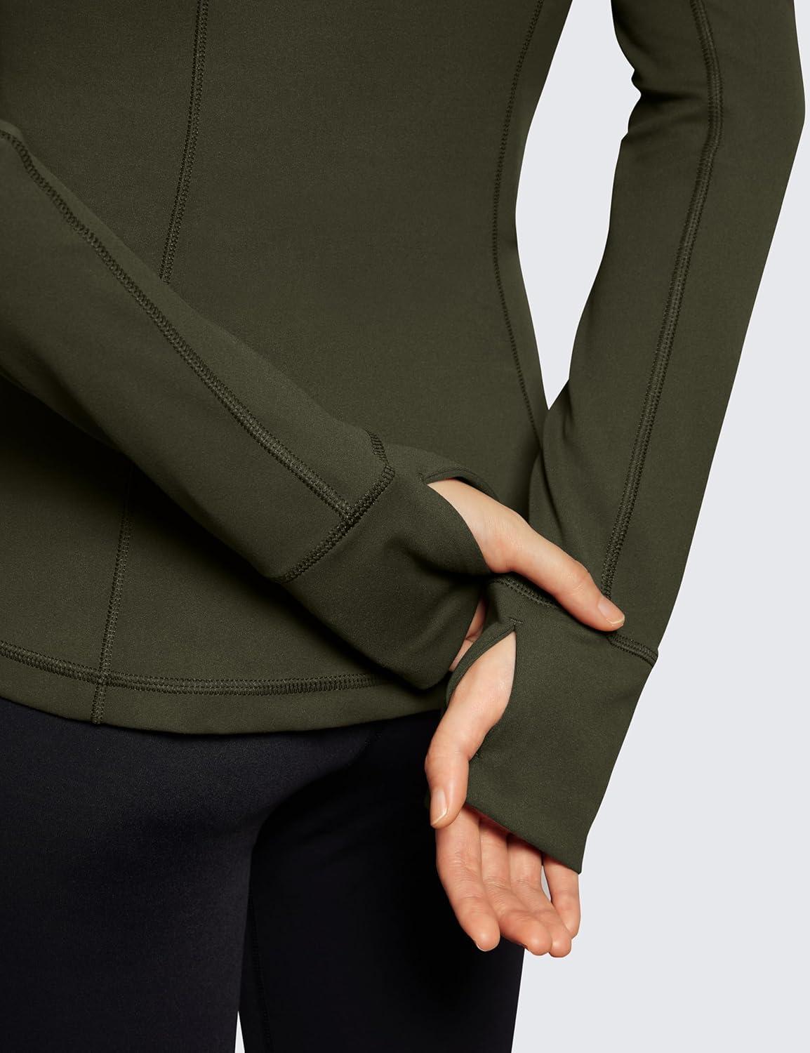 imageCRZ YOGA Butterluxe Hooded Athletic Jackets for Women  Full Zip Track Casual Tops with Thumb Holes PocketsOlive Green