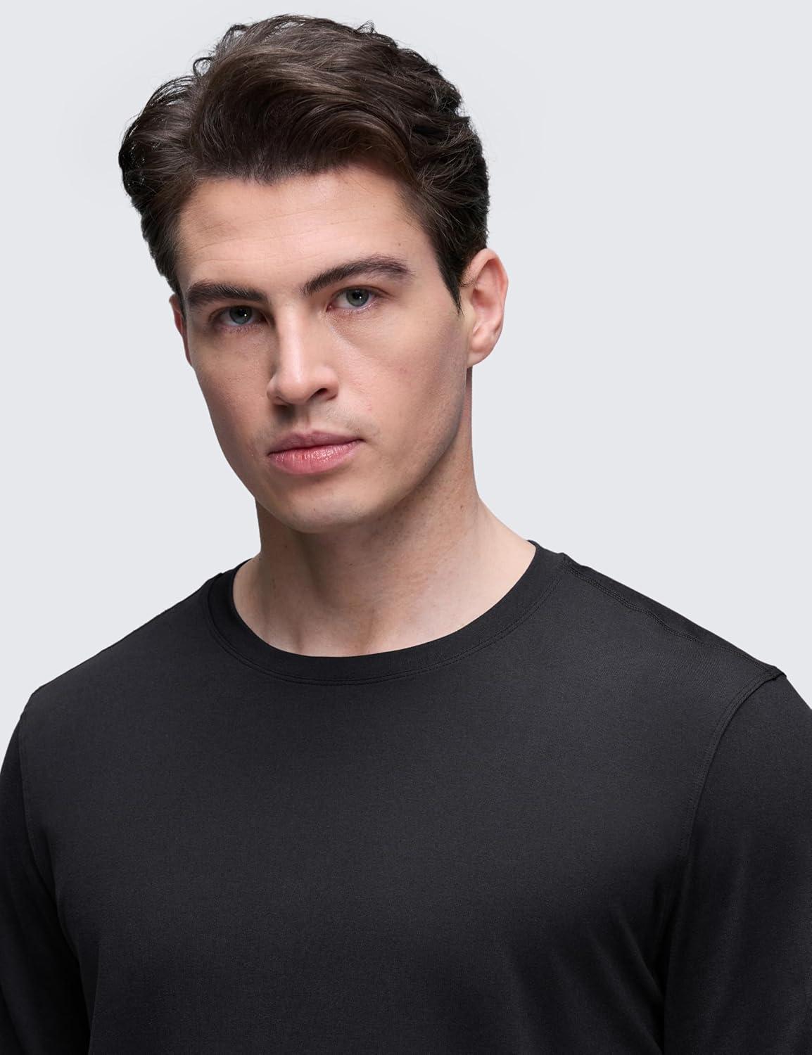 imageCRZ YOGA Cloud Jersey Long Sleeve Shirts for Men  Crewneck Breathable Casual Workout TShirts Soft Basic TopsBlack