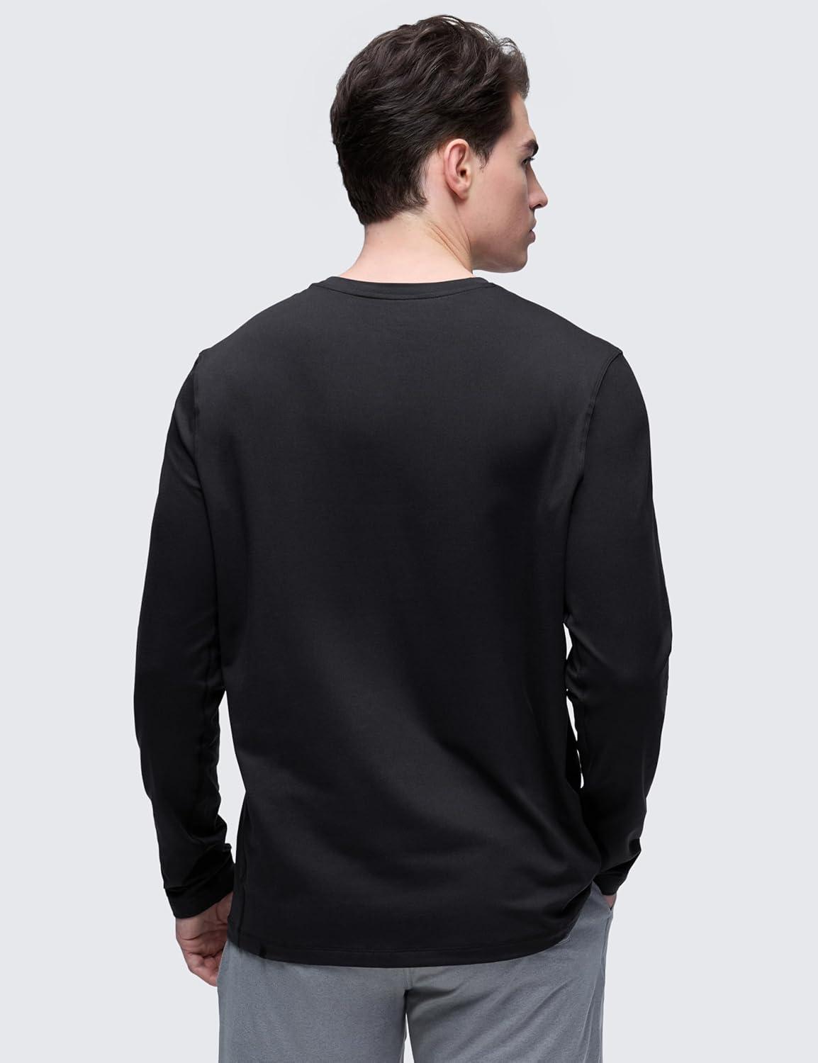 imageCRZ YOGA Cloud Jersey Long Sleeve Shirts for Men  Crewneck Breathable Casual Workout TShirts Soft Basic TopsBlack