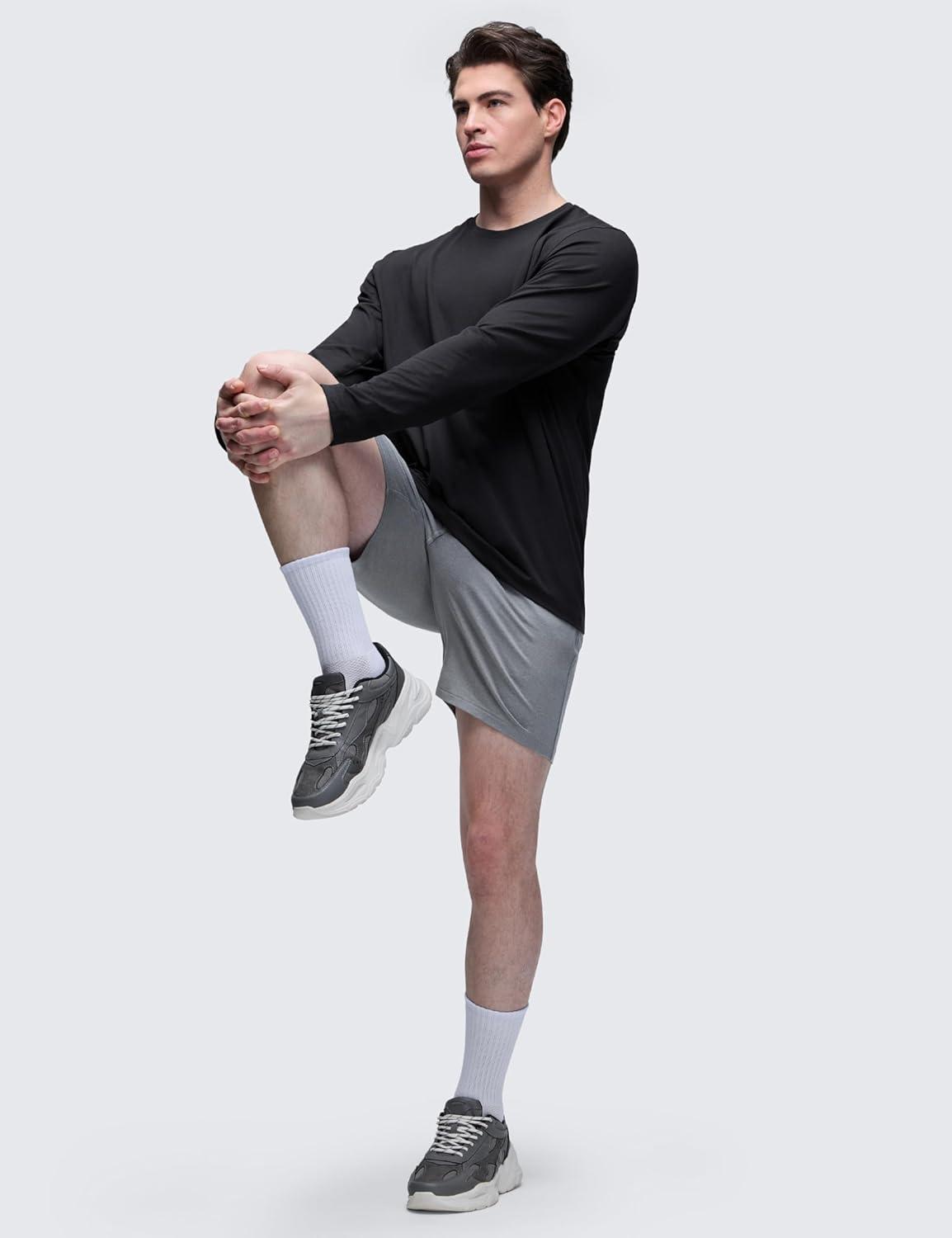 imageCRZ YOGA Cloud Jersey Long Sleeve Shirts for Men  Crewneck Breathable Casual Workout TShirts Soft Basic TopsBlack