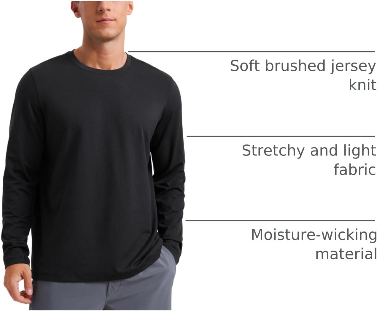 imageCRZ YOGA Cloud Jersey Long Sleeve Shirts for Men  Crewneck Breathable Casual Workout TShirts Soft Basic TopsBlack
