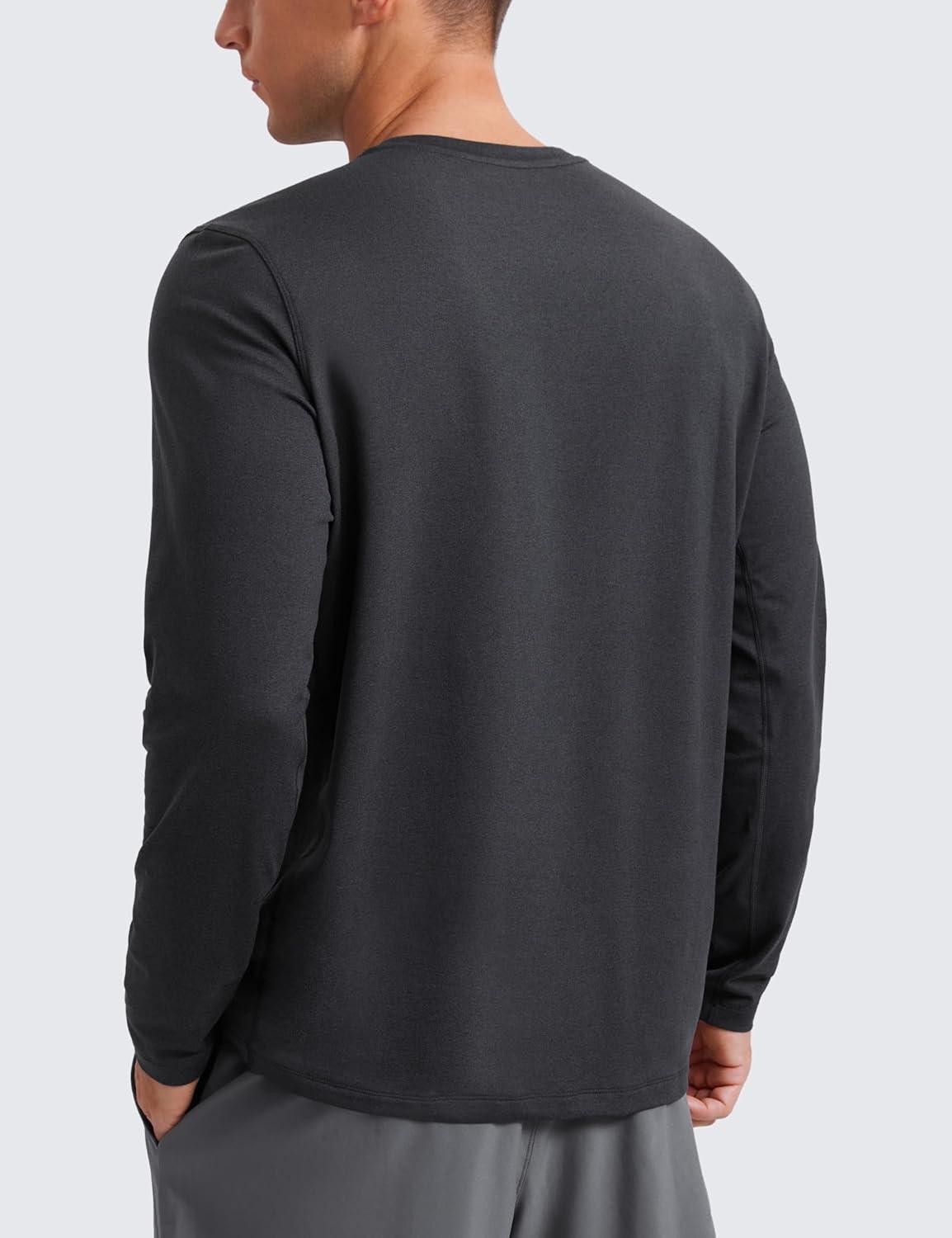 imageCRZ YOGA Cloud Jersey Long Sleeve Shirts for Men  Crewneck Breathable Casual Workout TShirts Soft Basic TopsInk Gray