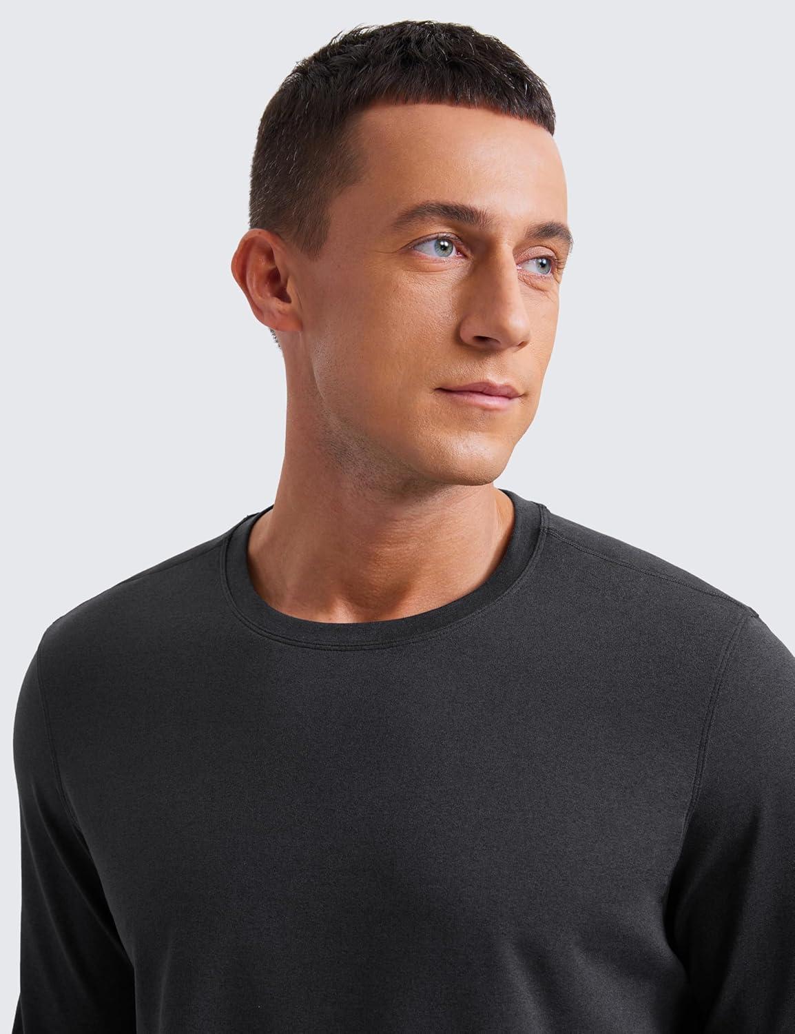 imageCRZ YOGA Cloud Jersey Long Sleeve Shirts for Men  Crewneck Breathable Casual Workout TShirts Soft Basic TopsInk Gray