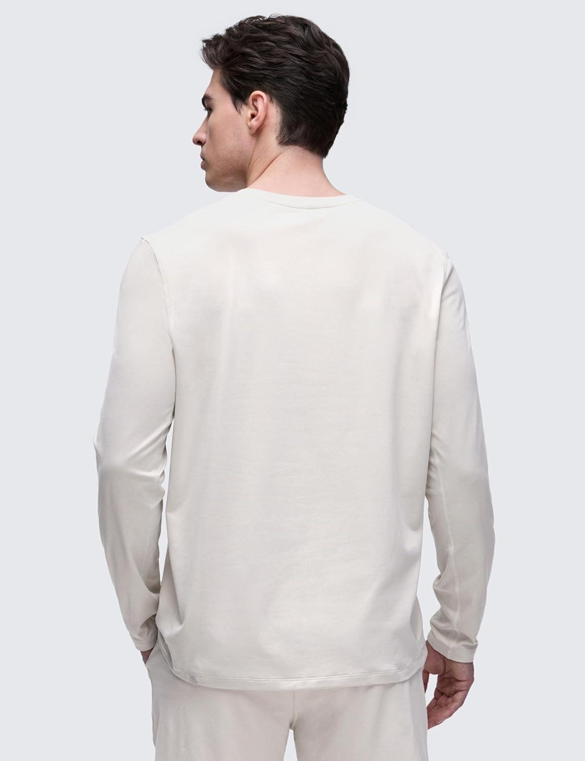 imageCRZ YOGA Cloud Jersey Long Sleeve Shirts for Men  Crewneck Breathable Casual Workout TShirts Soft Basic TopsMilky White