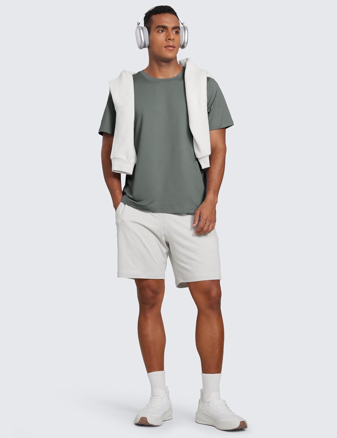 imageCRZ YOGA Cloud Jersey Midweight Shirts for Men  Short Sleeve Soft Breathable Lounge Casual Athletic Basic TShirts TopsGrey Sage