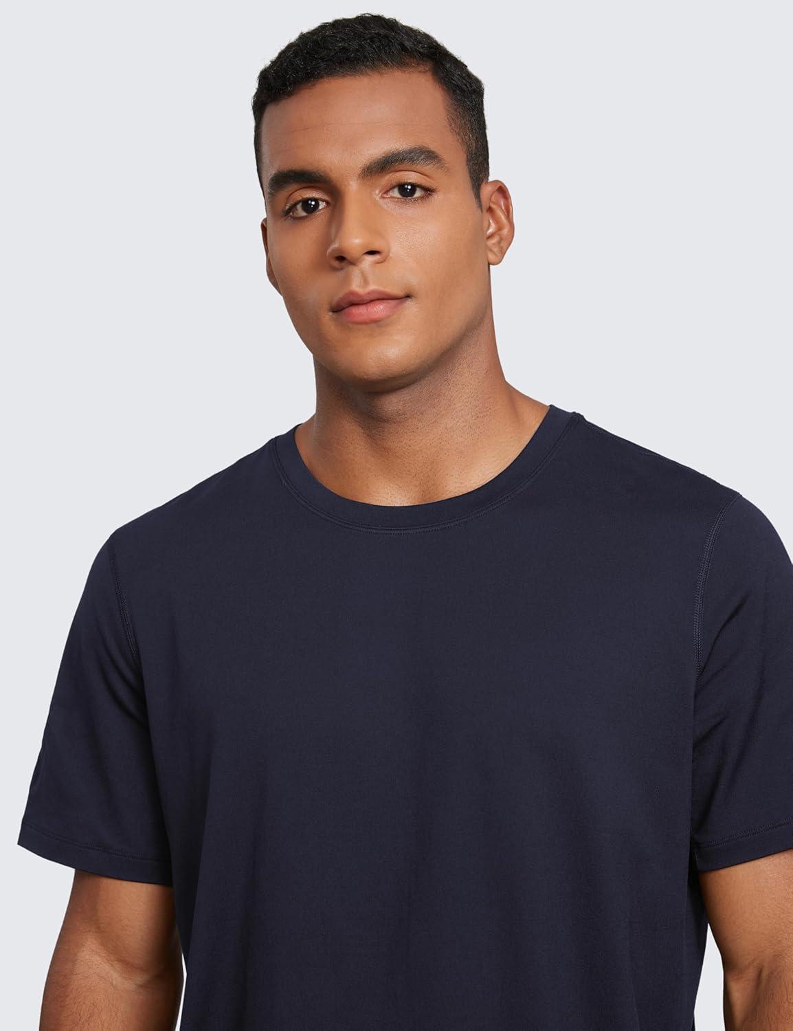 imageCRZ YOGA Cloud Jersey Midweight Shirts for Men  Short Sleeve Soft Breathable Lounge Casual Athletic Basic TShirts TopsNavy