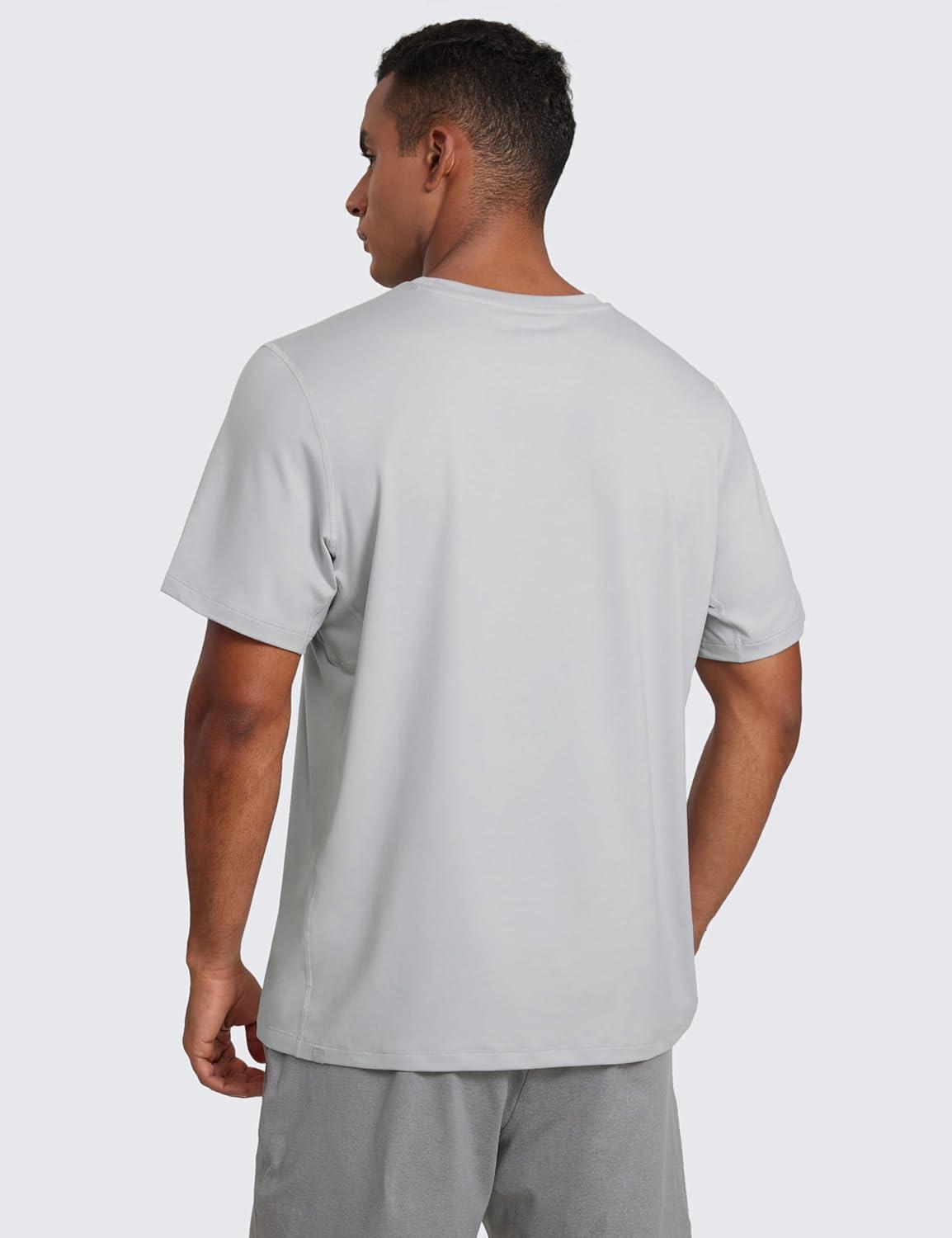 imageCRZ YOGA Cloud Jersey Midweight Shirts for Men  Short Sleeve Soft Breathable Lounge Casual Athletic Basic TShirts TopsPlatinum Grey