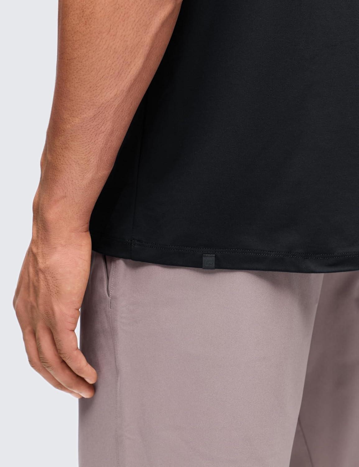 imageCRZ YOGA Cloud Jersey Polo Shirts for Men  Midweight Golf Short Sleeve Tops Soft Athletic Casual TShirtsBlack