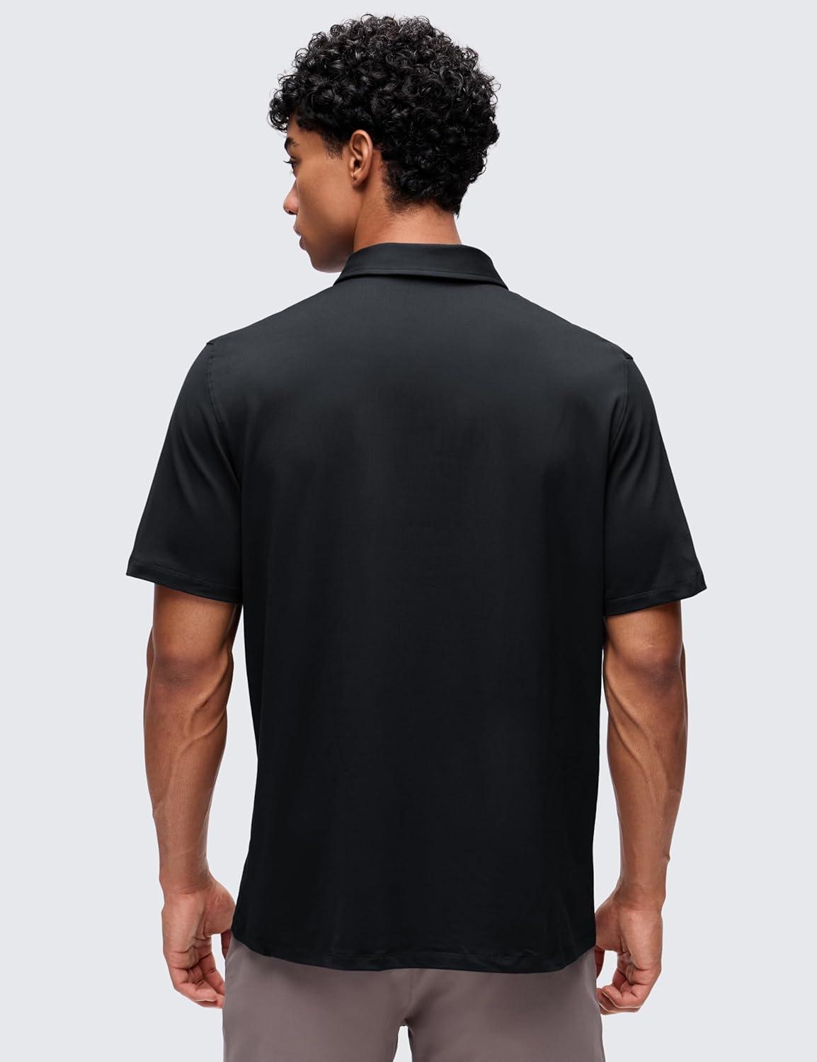 imageCRZ YOGA Cloud Jersey Polo Shirts for Men  Midweight Golf Short Sleeve Tops Soft Athletic Casual TShirtsBlack