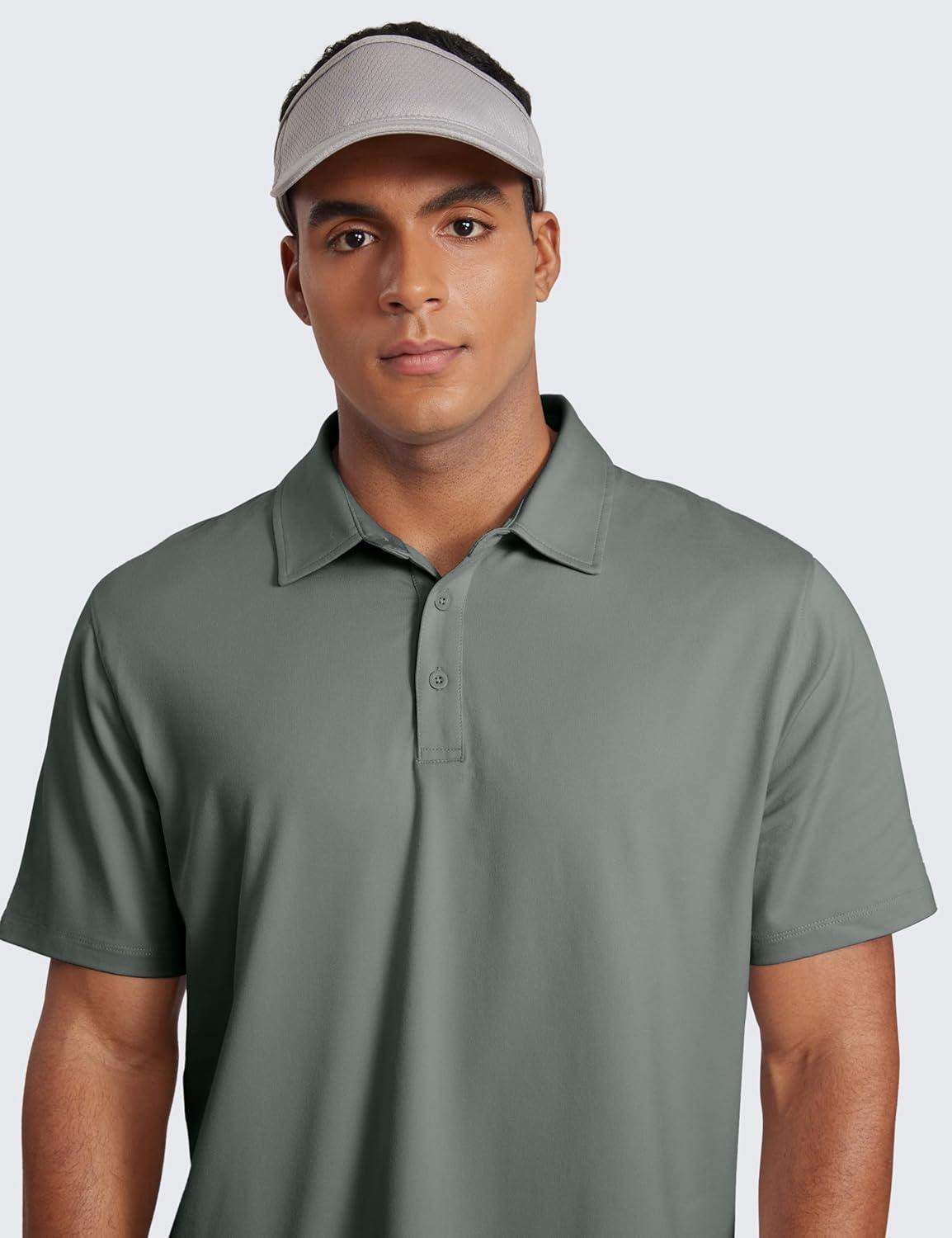 imageCRZ YOGA Cloud Jersey Polo Shirts for Men  Midweight Golf Short Sleeve Tops Soft Athletic Casual TShirtsGrey Sage