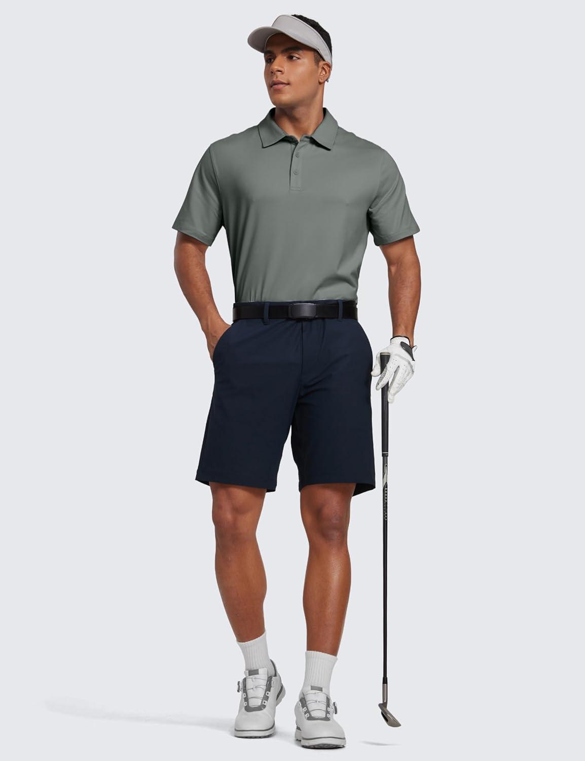 imageCRZ YOGA Cloud Jersey Polo Shirts for Men  Midweight Golf Short Sleeve Tops Soft Athletic Casual TShirtsGrey Sage