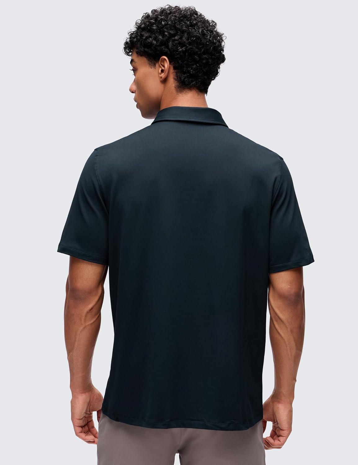 imageCRZ YOGA Cloud Jersey Polo Shirts for Men  Midweight Golf Short Sleeve Tops Soft Athletic Casual TShirtsTrue Navy