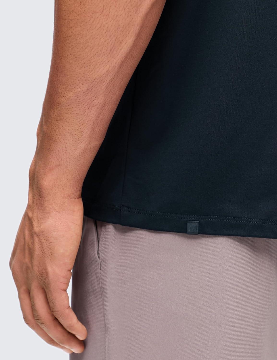 imageCRZ YOGA Cloud Jersey Polo Shirts for Men  Midweight Golf Short Sleeve Tops Soft Athletic Casual TShirtsTrue Navy