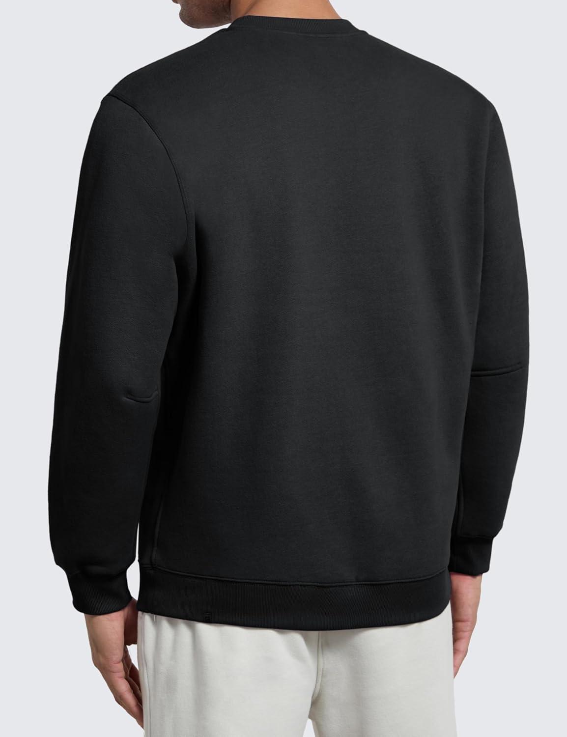 imageCRZ YOGA Cotton Fleece Lined Pullover Sweatshirts for Men  Crewneck Cozy Casual Athletic Daily Workout Sweat Shirt TopsBlack