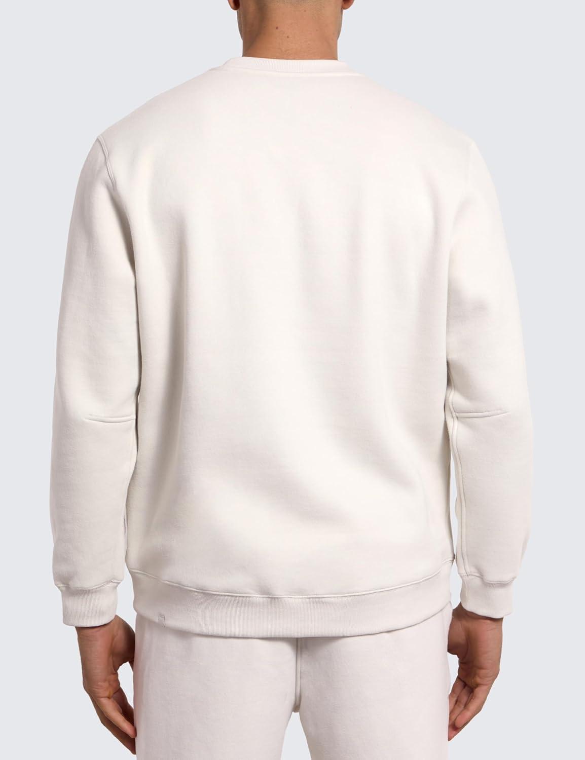 imageCRZ YOGA Cotton Fleece Lined Pullover Sweatshirts for Men  Crewneck Cozy Casual Athletic Daily Workout Sweat Shirt TopsMilky White