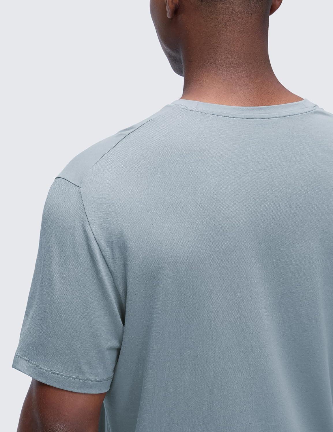 imageCRZ YOGA CottonBlend Athletic Shirts for Men  Short Sleeve Moisture Wicking Soft Workout Casual Tee Tops Basic TShirtBelgian Blue