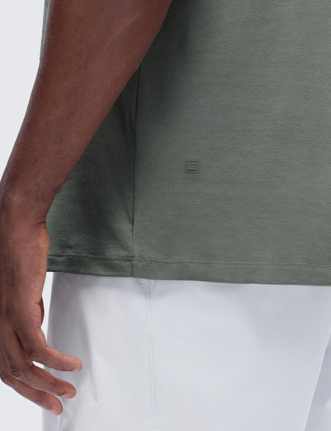 imageCRZ YOGA CottonBlend Athletic Shirts for Men  Short Sleeve Moisture Wicking Soft Workout Casual Tee Tops Basic TShirtGrey Sage