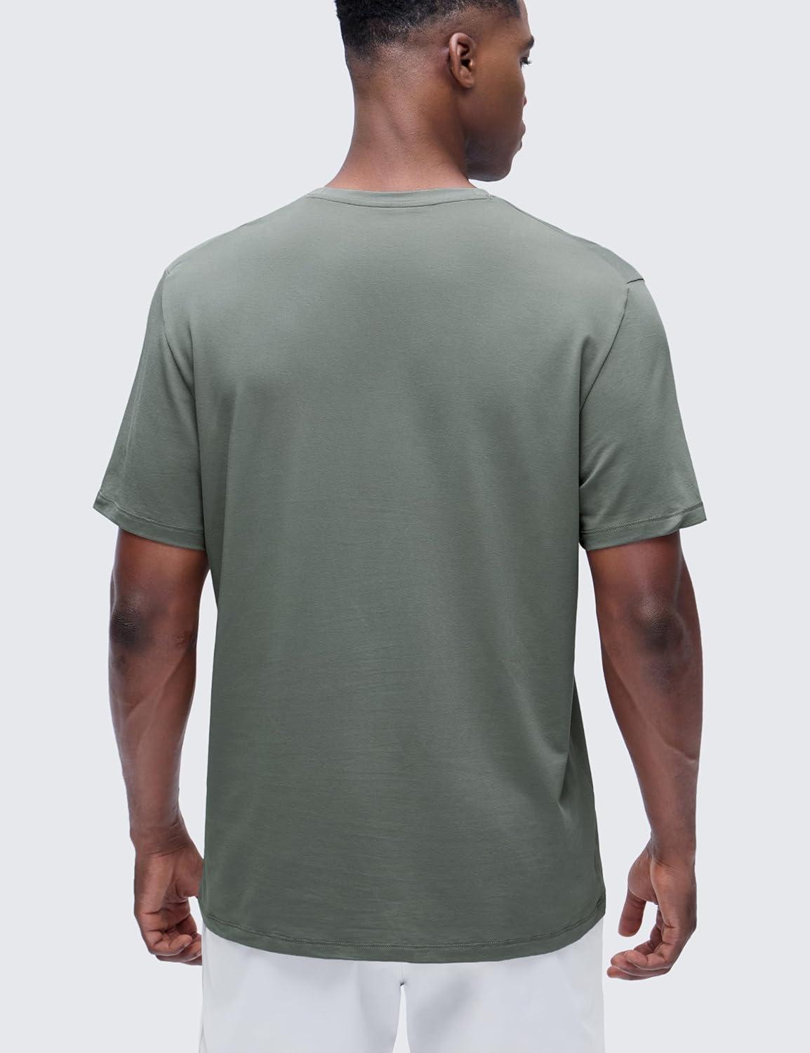 imageCRZ YOGA CottonBlend Athletic Shirts for Men  Short Sleeve Moisture Wicking Soft Workout Casual Tee Tops Basic TShirtGrey Sage