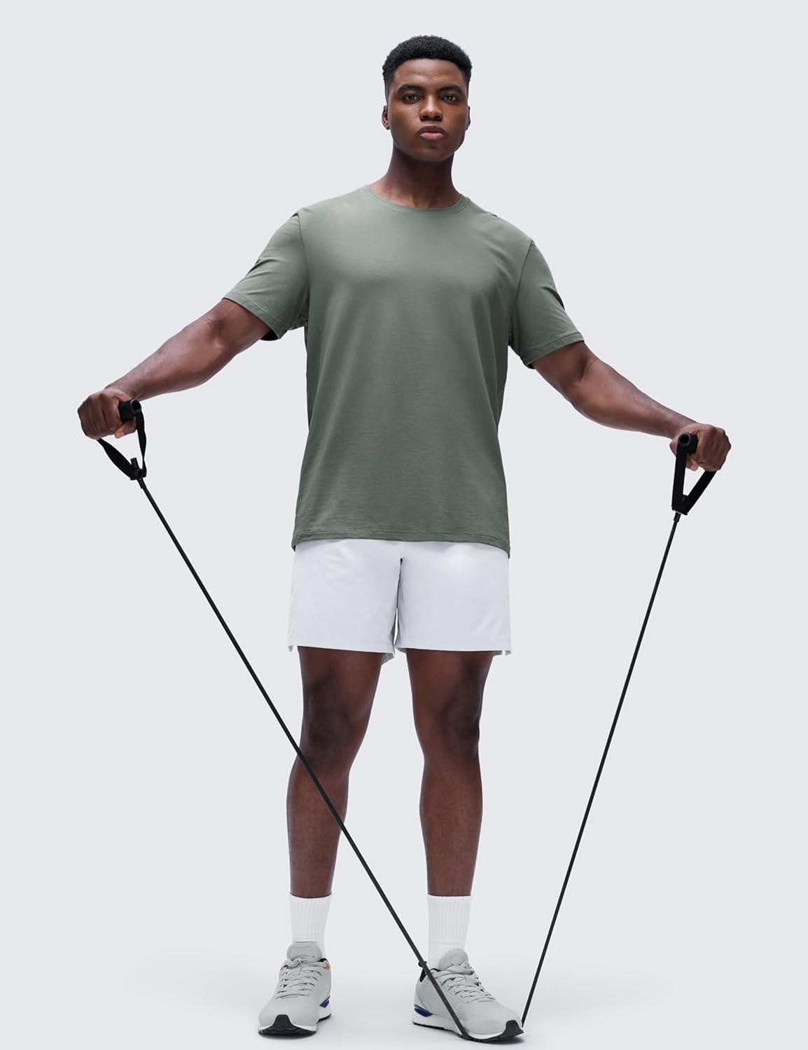 imageCRZ YOGA CottonBlend Athletic Shirts for Men  Short Sleeve Moisture Wicking Soft Workout Casual Tee Tops Basic TShirtGrey Sage