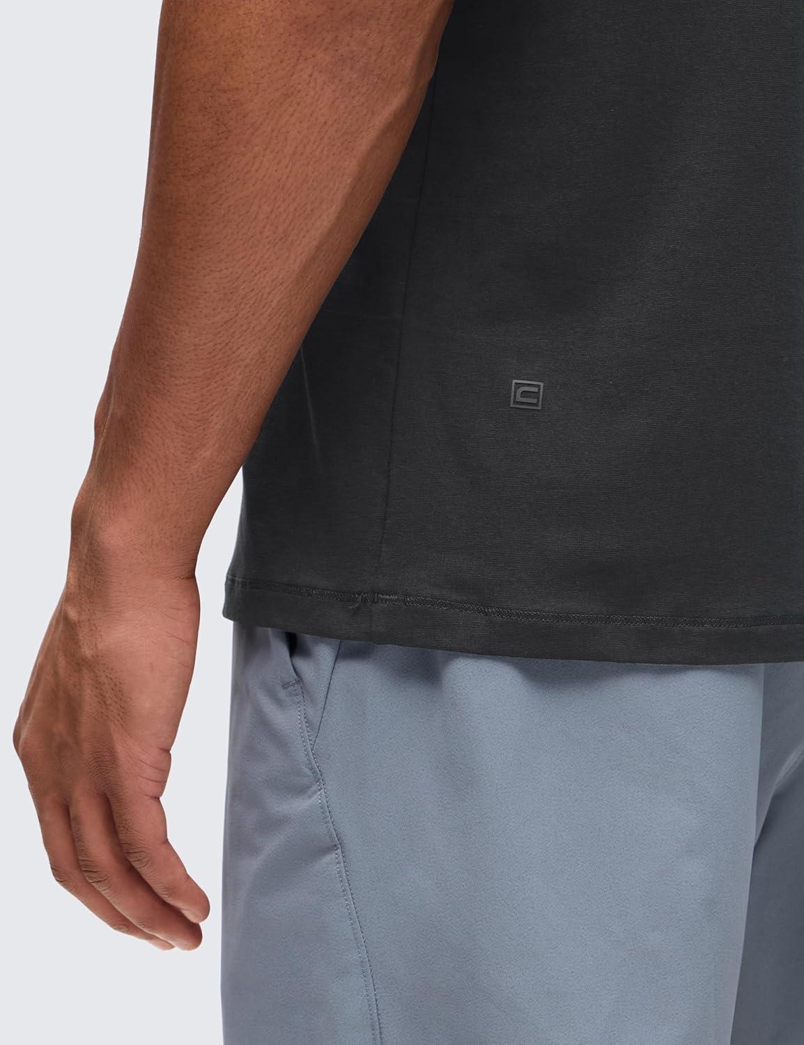 imageCRZ YOGA CottonBlend Athletic Shirts for Men  Short Sleeve Moisture Wicking Soft Workout Casual Tee Tops Basic TShirtMysterious Grey