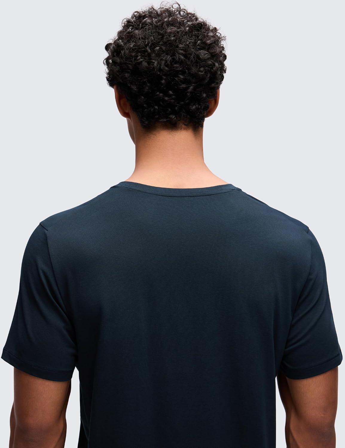 imageCRZ YOGA CottonBlend Athletic Shirts for Men  Short Sleeve Moisture Wicking Soft Workout Casual Tee Tops Basic TShirtTrue Navy