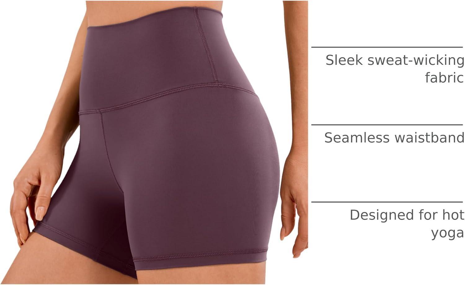 imageCRZ YOGA Naked Feeling Biker Shorts 4  High Waist Yoga Workout Running Gym Spandex WomensArctic Plum