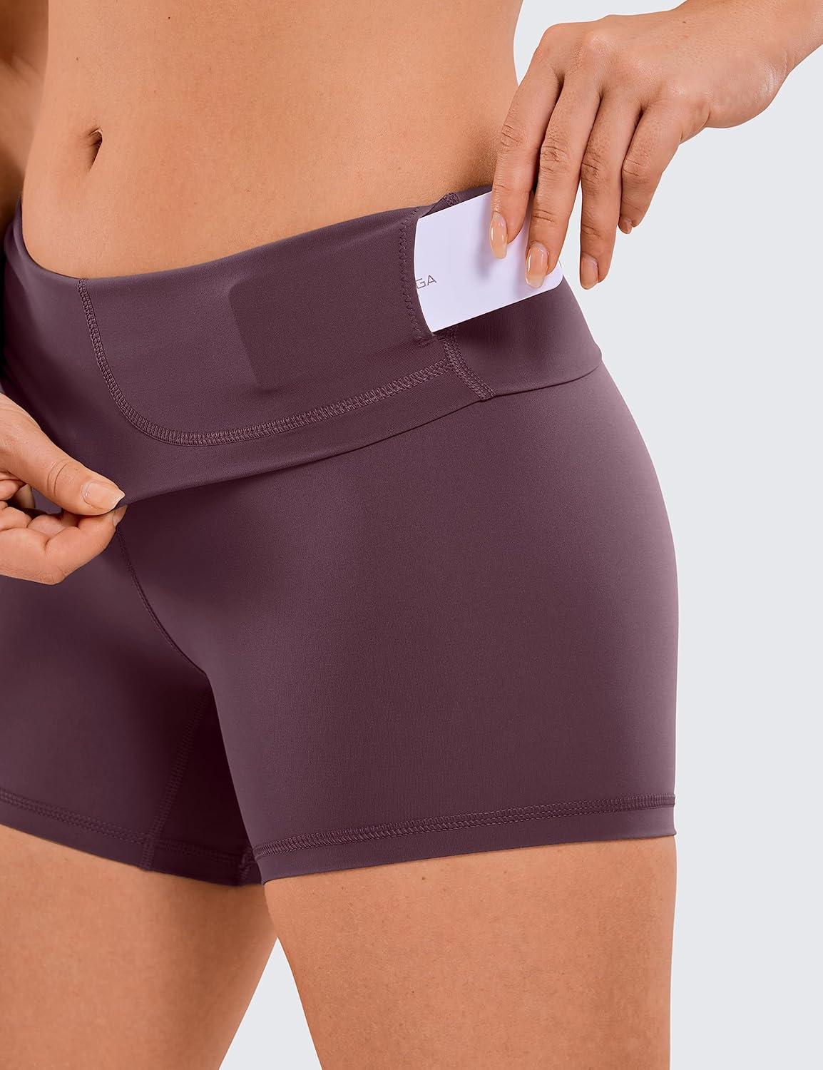 imageCRZ YOGA Naked Feeling Biker Shorts 4  High Waist Yoga Workout Running Gym Spandex WomensArctic Plum