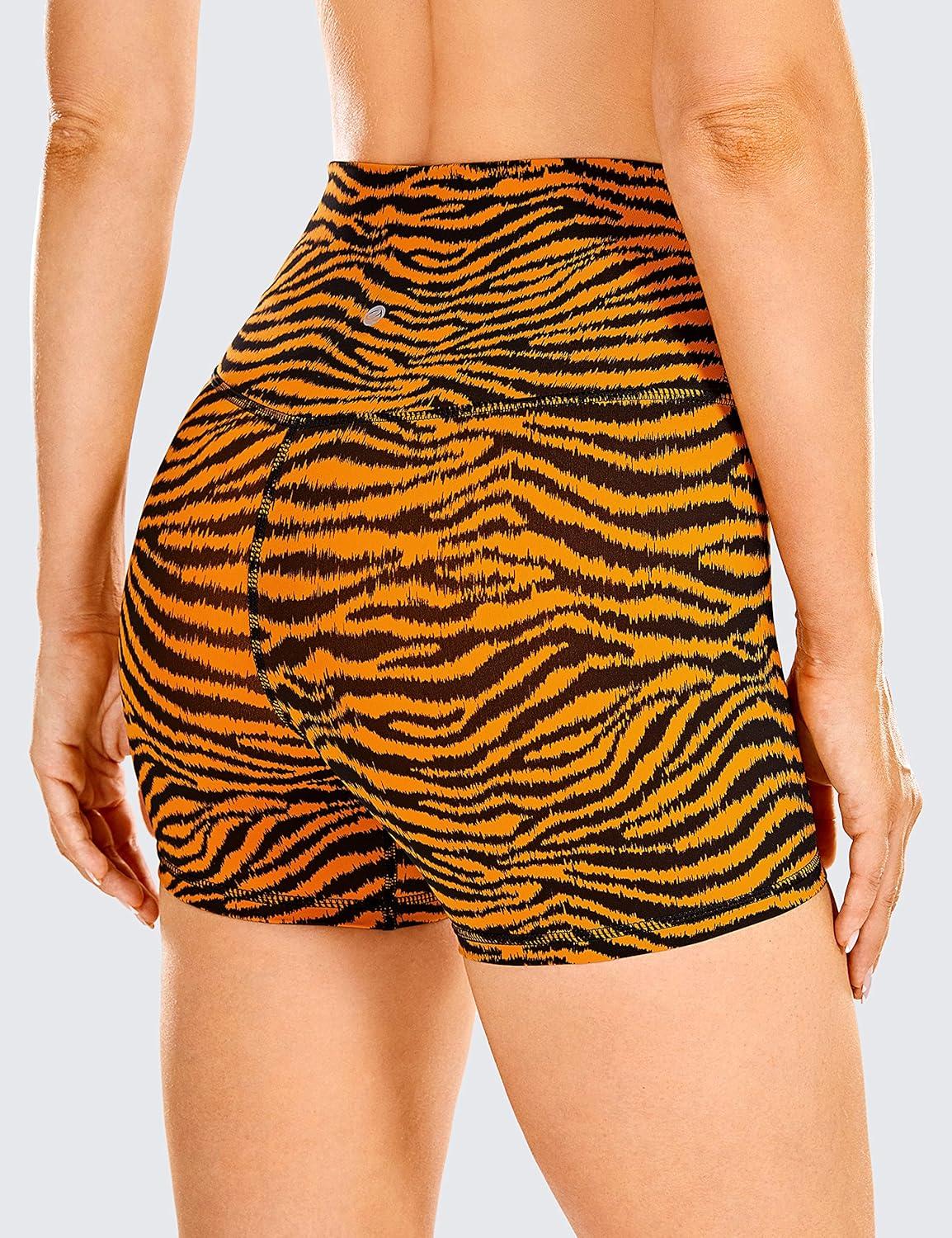 imageCRZ YOGA Naked Feeling Biker Shorts 4  High Waist Yoga Workout Running Gym Spandex WomensBright Chloasma Horse Pattern