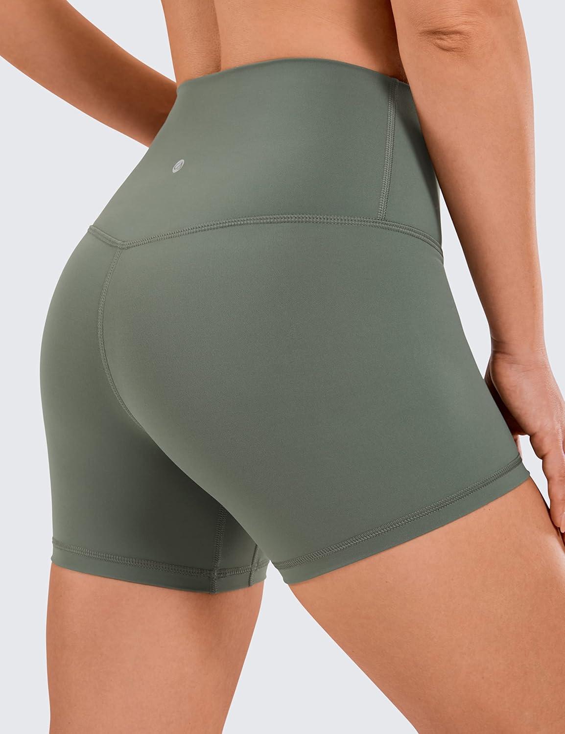 imageCRZ YOGA Naked Feeling Biker Shorts 4  High Waist Yoga Workout Running Gym Spandex WomensGrey Sage