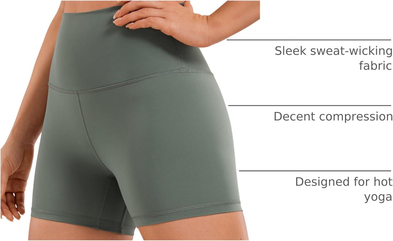 imageCRZ YOGA Naked Feeling Biker Shorts 4  High Waist Yoga Workout Running Gym Spandex WomensGrey Sage