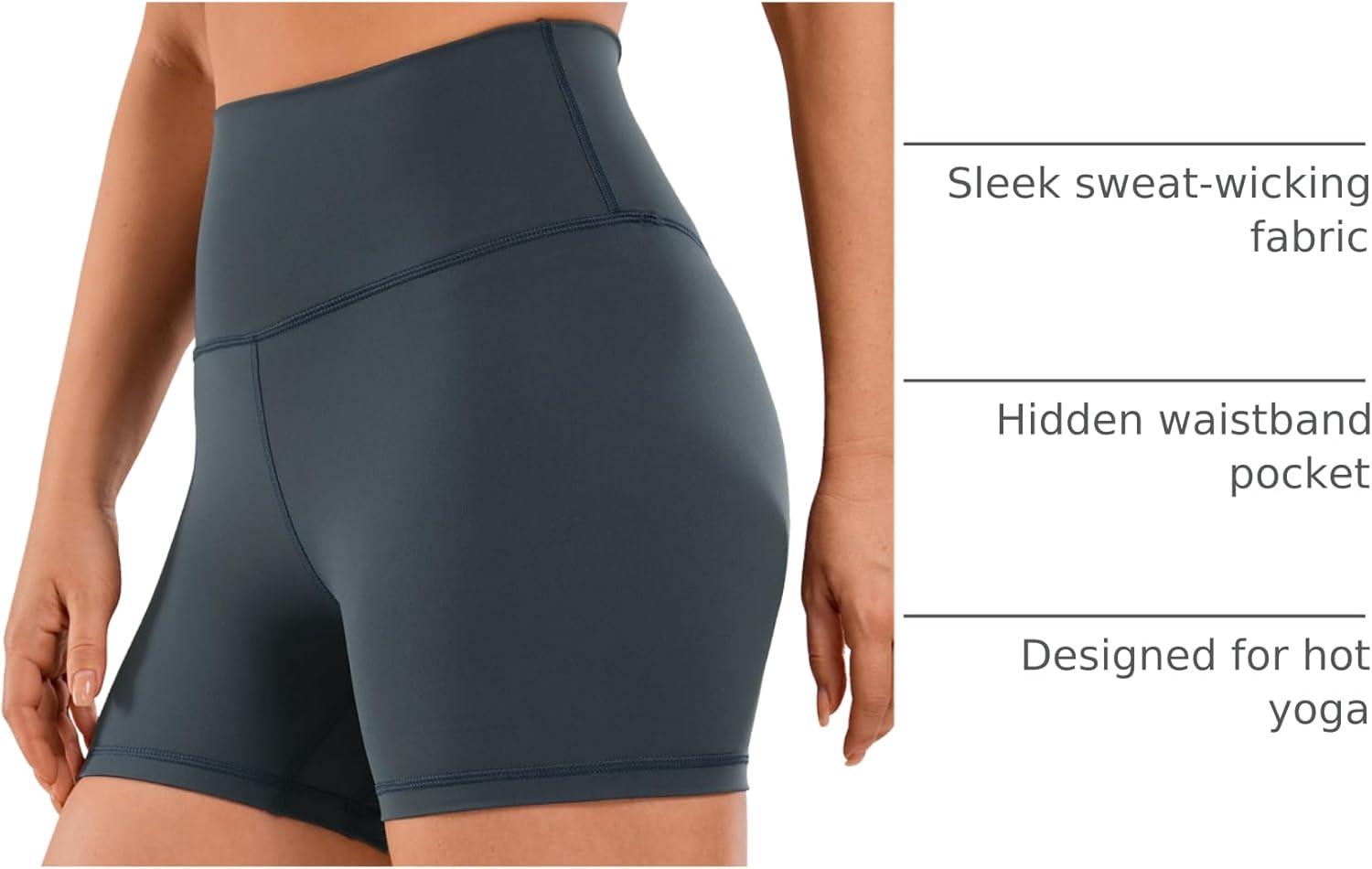 imageCRZ YOGA Naked Feeling Biker Shorts 4  High Waist Yoga Workout Running Gym Spandex WomensMelanite