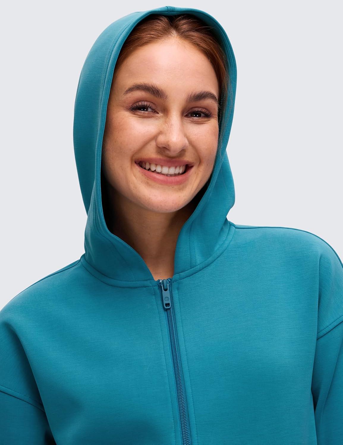 imageCRZ YOGA SoftAura Full Zip Hoodies for Women  Workout Casual Zipper Hooded Sweat Shirts with PocketsHawaiian Blue