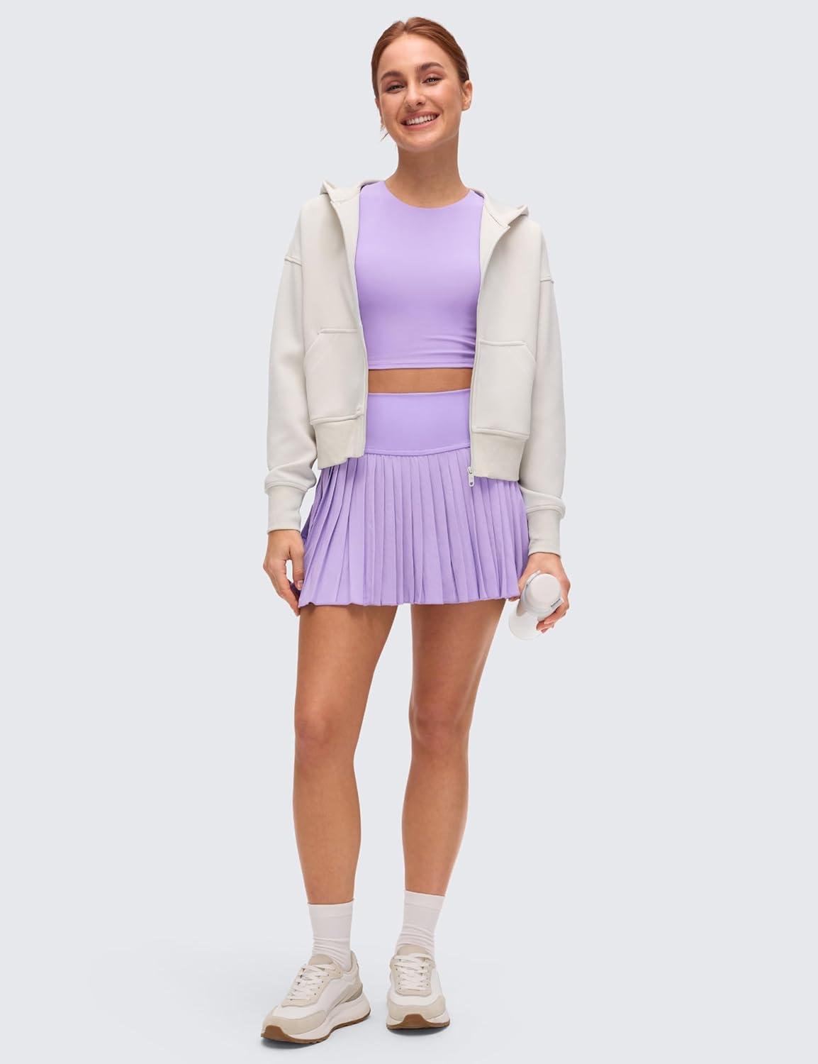 imageCRZ YOGA SoftAura Full Zip Hoodies for Women  Workout Casual Zipper Hooded Sweat Shirts with PocketsMilky White