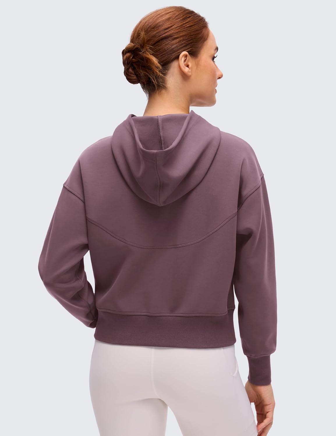 imageCRZ YOGA SoftAura Full Zip Hoodies for Women  Workout Casual Zipper Hooded Sweat Shirts with PocketsRipe Plum