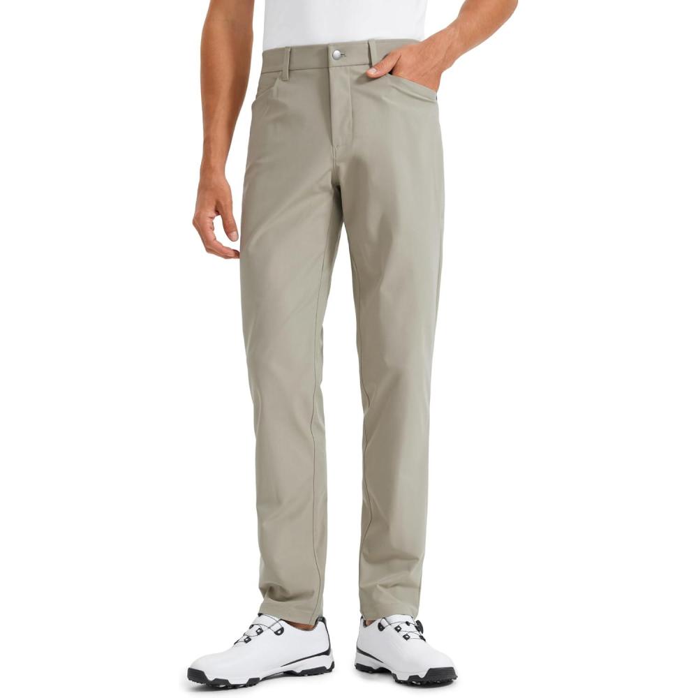 imageCRZ YOGA All Day Comfy 5Pocket Golf Pants for Men  28quot30quot32quot34quot Quick Dry Lightweight Casual Work Stretch TrousersKhali Barley