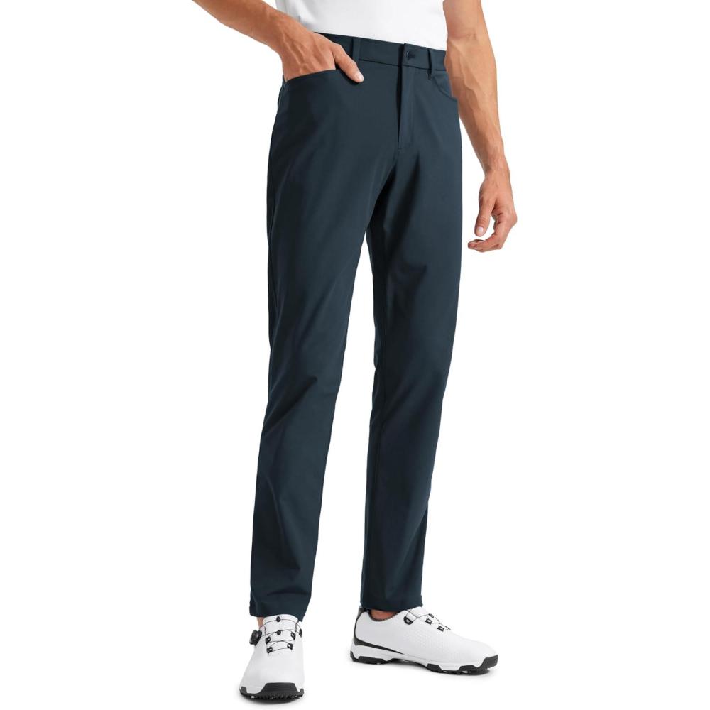 imageCRZ YOGA All Day Comfy 5Pocket Golf Pants for Men  28quot30quot32quot34quot Quick Dry Lightweight Casual Work Stretch TrousersTrue Navy
