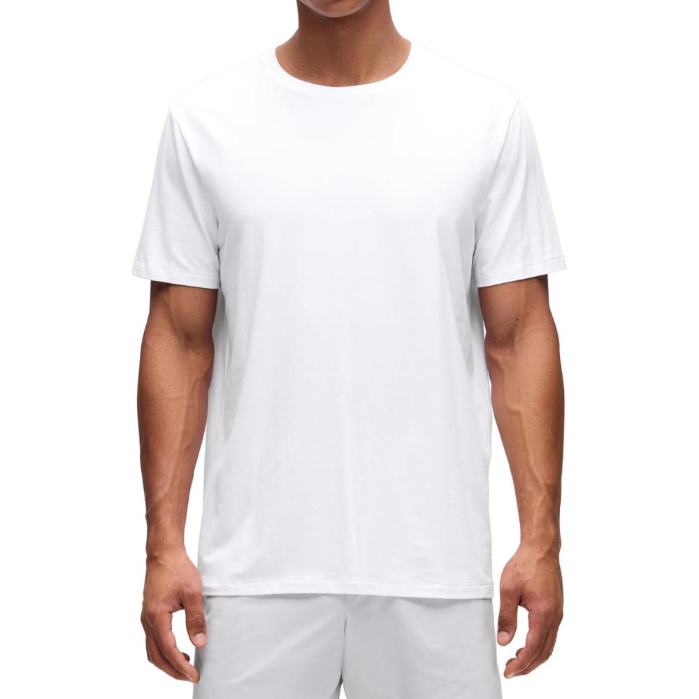 imageCRZ YOGA CottonBlend Athletic Shirts for Men  Short Sleeve Moisture Wicking Soft Workout Casual Tee Tops Basic TShirtWhite