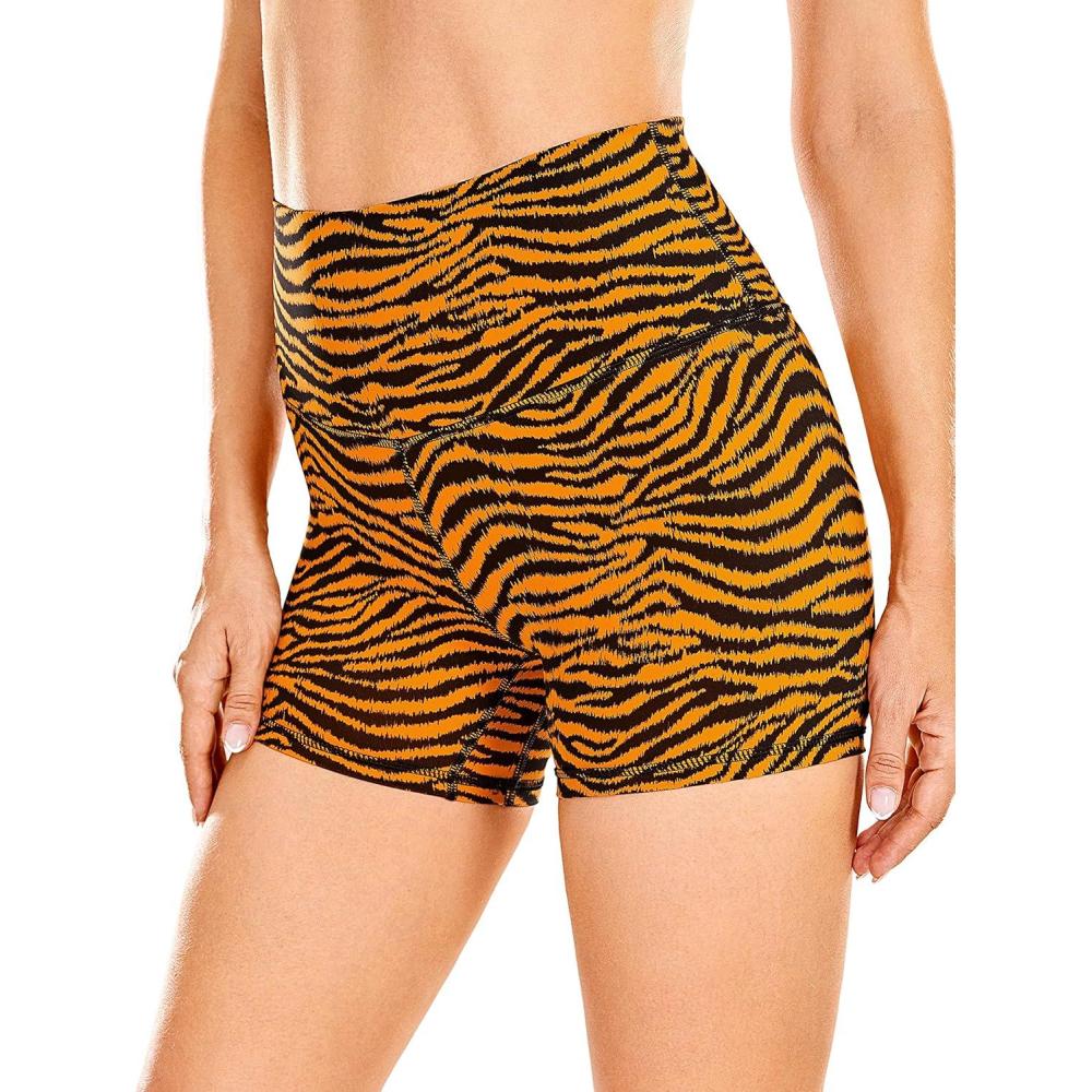 imageCRZ YOGA Naked Feeling Biker Shorts 4  High Waist Yoga Workout Running Gym Spandex WomensBright Chloasma Horse Pattern