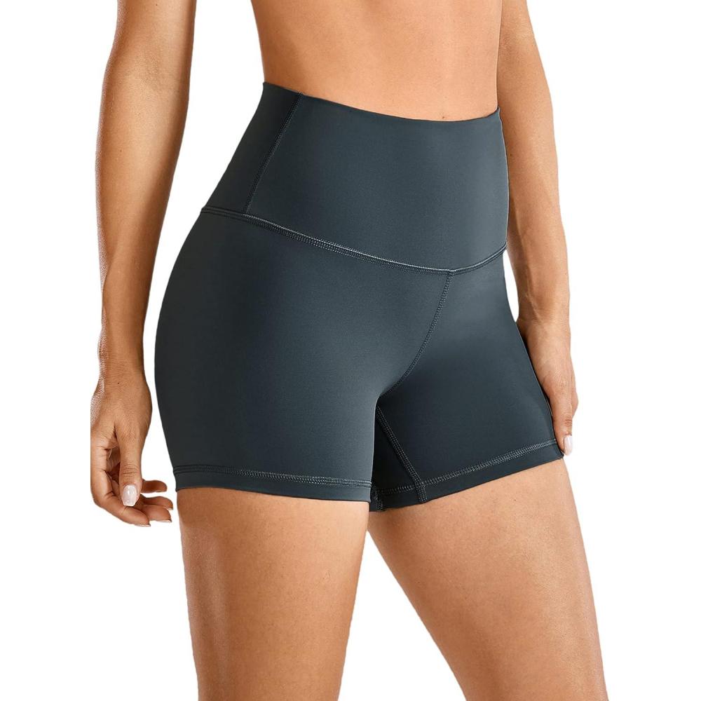 imageCRZ YOGA Naked Feeling Biker Shorts 4  High Waist Yoga Workout Running Gym Spandex WomensMelanite