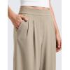 imageCRZ YOGA 4Way Stretch Wide Leg Work Pants for Women 29quot  Bussiness Casual Trousers with PocketsOak