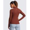 imageCRZ YOGA Butterluxe Hip Length Jackets for Women  Full Zip Athletic Track Tops with Thumb Holes PocketsJujube Brown