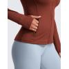 imageCRZ YOGA Butterluxe Hip Length Jackets for Women  Full Zip Athletic Track Tops with Thumb Holes PocketsJujube Brown