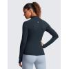 imageCRZ YOGA Butterluxe Hip Length Jackets for Women  Full Zip Athletic Track Tops with Thumb Holes PocketsTrue Navy